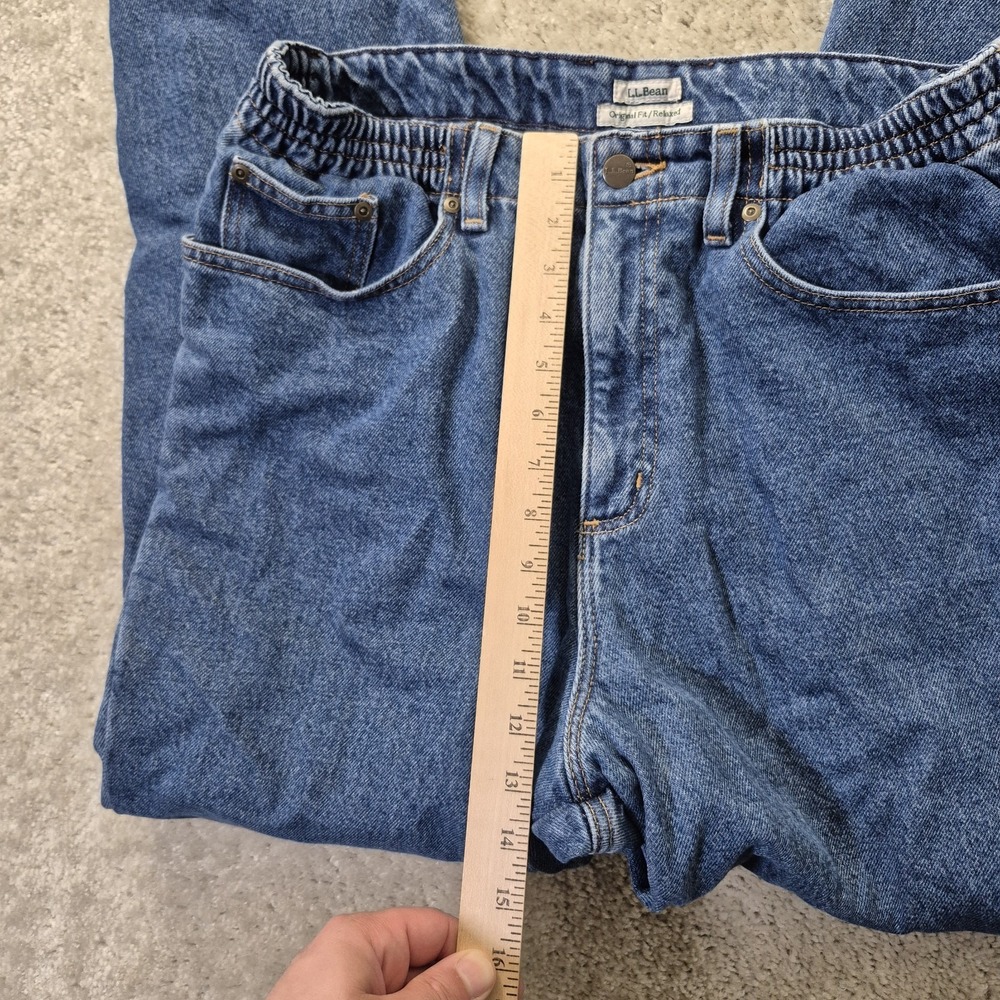 LL Bean Flannel Lined Jeans Womens 12 MT Blue Denim Relaxed Outdoor Work Camp - Picture 7 of 10
